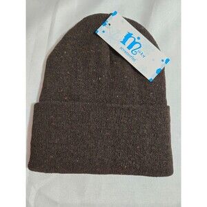 Minky Accessories Beannie Cap One Size Black/Charcoal Acrylic Knit NWT